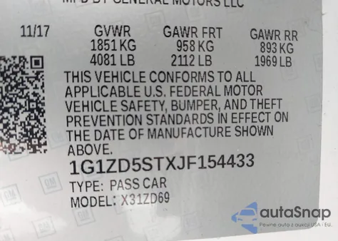 2018 Chevrolet Malibu Lt из США, поврежденный, VIN 1G1ZD5STXJF154433